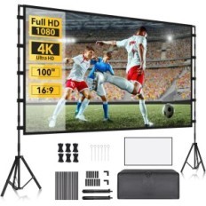 Projektionsbildschirm mit yofuly 100 "doppelseitig 16: 9 4k Home und Outdoor