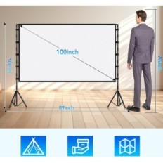 Projectiescherm met yofuly 100 "dubbelzijdig 16: 9 4k thuis en buiten