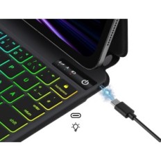 Tipkovnica za iPad Air 11 "(m2) 2024 Sengbirch Touchpad Magnetska Bluetooth crna izložba