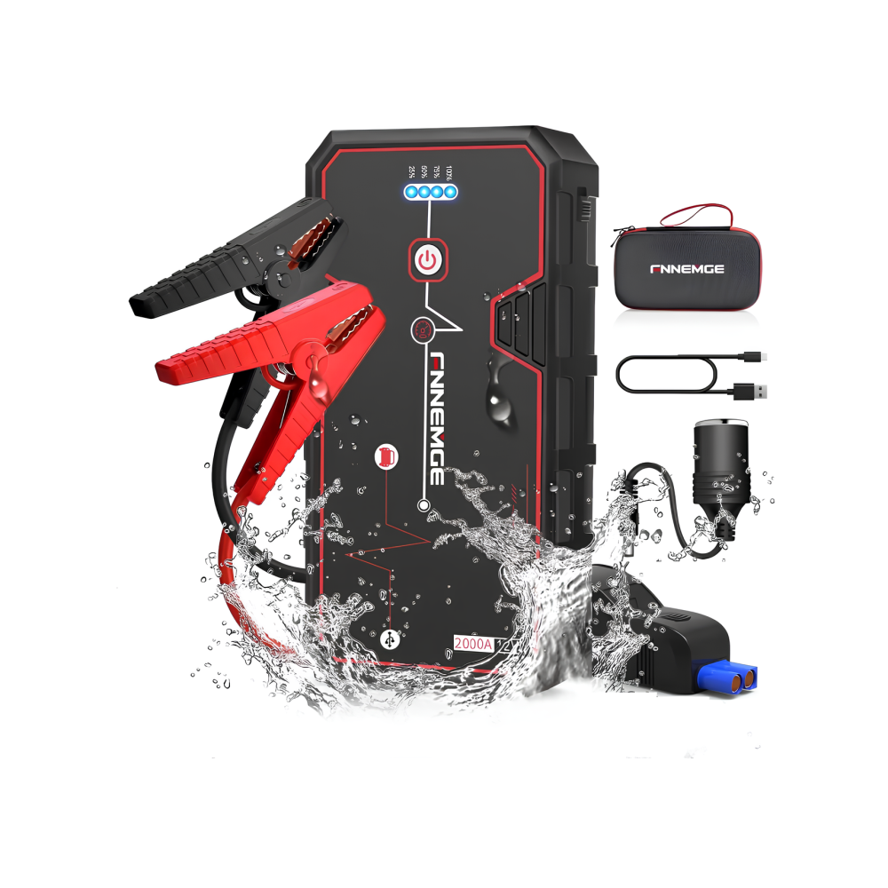Töltő 3 1 FNNEMGE Q9C (2000A / 12V), teljesítménybank 21800 mAh, zseblámpa