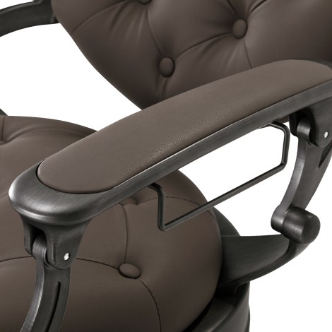 Barber chair Gabbiano Niccolo Brown — close-up of the armrest