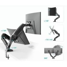 Uchwyty 2 monitory Wali GSMP002 regulowany uchwyt gazowy VESA z C-klamrą 19,8 LB