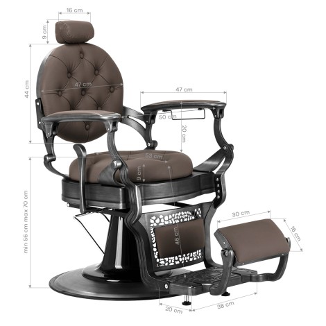 Fauteuil de barbier Gabbiano Niccolo Marron — vue latérale