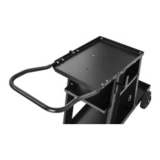 Chariot de soudage d'atelier en acier avec 3 étagères, capacité de charge jusqu'à 75 kg.