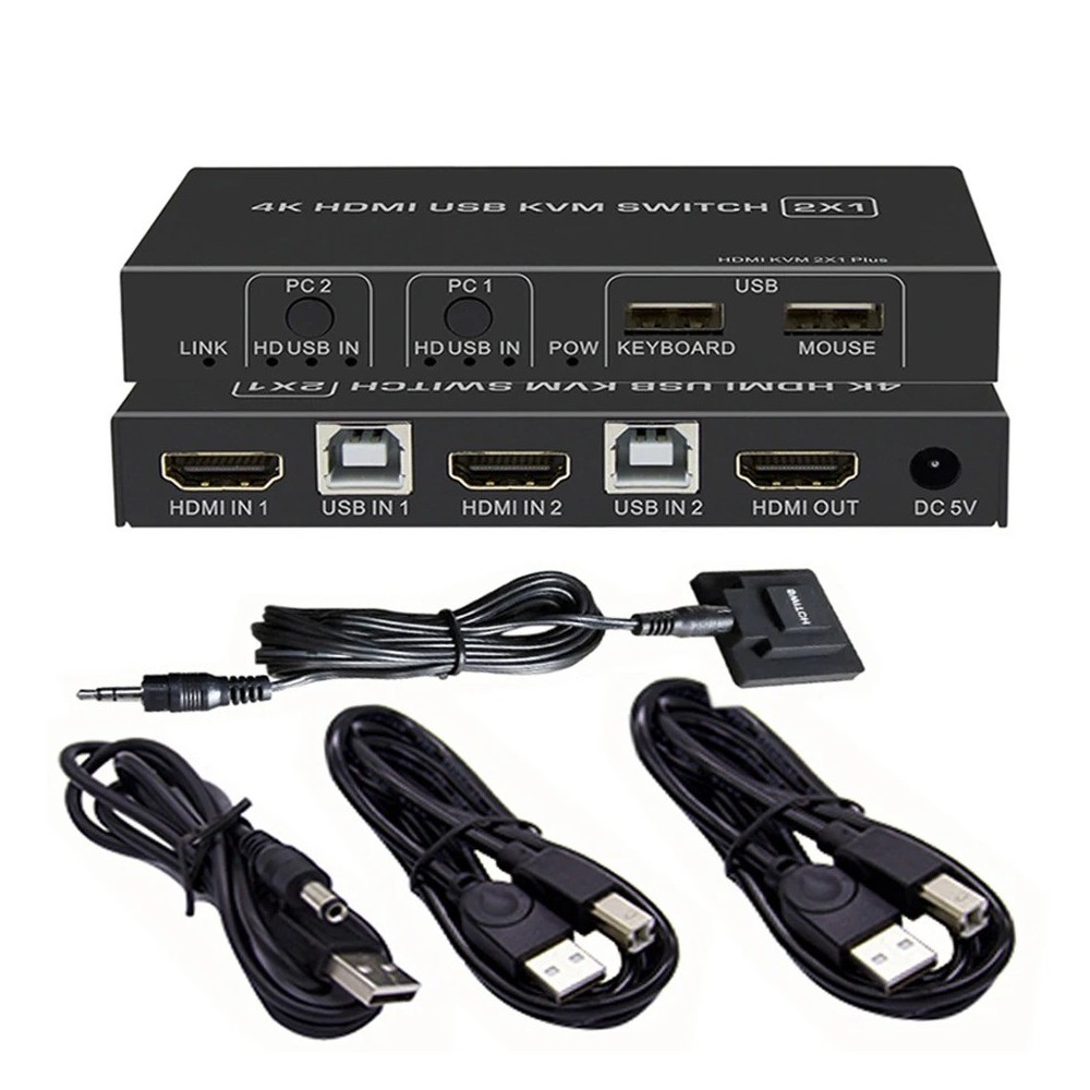 KVM Biaze KVM08 HDMI 2.0 Switch 2 Portit 4K 60HZ HDCP USB Hot-Swap
