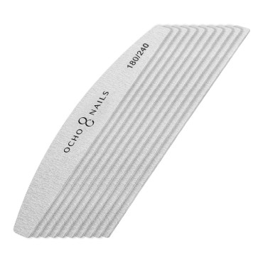 Lime fine Ocho Nails demi-lune slim 180/240 - Pack de 10 — ensemble présenté