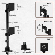 2 Monitoren Houder 24-57 "Platte / gebogen, 2-27 kg Bureau-aanpassing 50116-LDT80-C012-04-NT