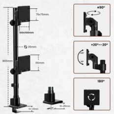 2 monitor supporto 24-57 "piatto / curvo, 2-27 kg Regolazione da tavolo 50116-LDT80-C012-04-NT