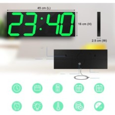 Sienas pulkstenis LED CHKOBIDA 18 "Zaļā displeja trauksme Datuma temperatūra