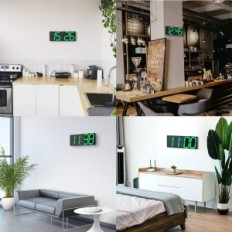 Wall Clock LED CHKOBIDA 18 "Green Display Alarms Kuupäeva temperatuur