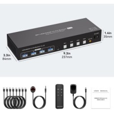 KVM 4x2 8K60Hz 4K144Hz HDMI DisplayPort USB 3.0 für 4 PC und 2 Monitore