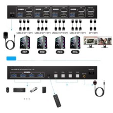 KVM 4X2 8K60Hz 4K144Hz HDMI DisplayPort USB 3.0 za 4 računala i 2 monitora