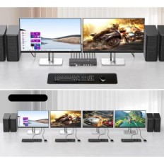 KVM 4X2 8K60Hz 4K144Hz HDMI DisplayPort USB 3.0 for 4 PC og 2-skjermer