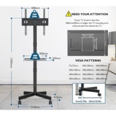 Suporte de TV móvel incompleto em rodas Bontec com uma estante de laptop Vesa 400x400 para 25 kg de exposição