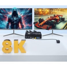 Switch KVM TCNewCl 4K 144Hz DP 1.4 2 × PC 2 × monitor 8K 60Hz USB 3.0 con cavi