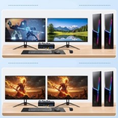 Perjunkite KVM TCNEWCL 4K 144Hz dp 1.4 2 × PC 2 × monitorius 8K 60Hz USB 3.0 su kabeliais