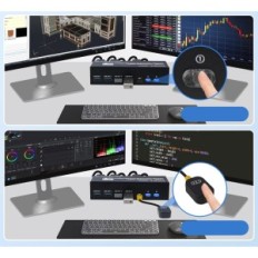 Bytt KVM TCNEWCL 4K 144Hz DP 1.4 2 × PC 2 × Monitor 8K 60Hz USB 3.0 med kabler