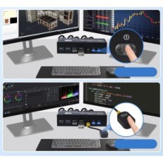 Byt KVM TCNEWCL 4K 144Hz DP 1,4 2 × PC 2 × Monitor 8K 60Hz USB 3.0 med kablar