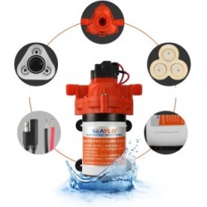 Skadad SeaLO 33 12 V / 24V Membranpump 3,0 gpm 45 psi vattenpump