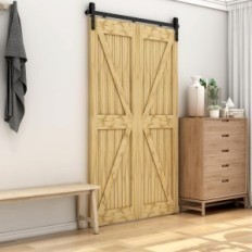 Qinaixqm 100 cm Sistema de porta deslizante 2 asas de madeira