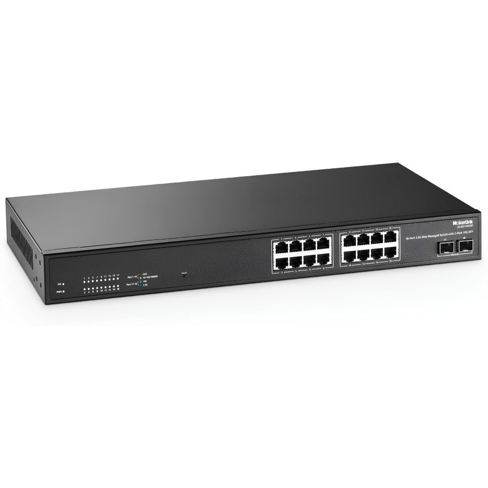 Mokerlink 16x2.5g 2x10g SFP SFP VLAN IGMP Ingen ventilator