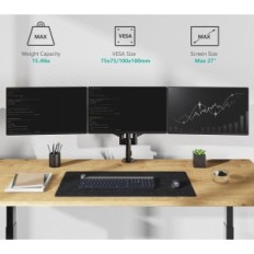 Exhibition holder for 3 monitors Wali GSDM003 up to 27 "VESA 75/100 mm, black