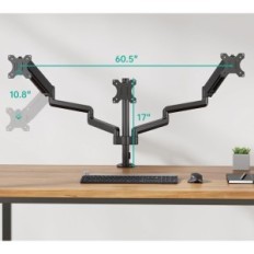 Tentoonstellingshouder voor 3 monitoren Wali GSDM003 tot 27 "VESA 75/100 mm, zwart
