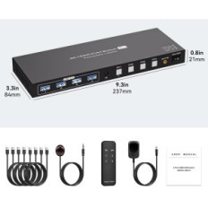 Prebacivanje KVM VPFET 4X PC USB 3.0 HDMI 4K60Hz 1 Monitor 4 HDMI priključka napajanja