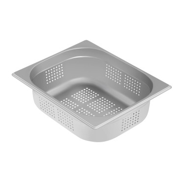 Perforerte gastronomiske retter fra stål GN1 / 2 dybde. 100 mm