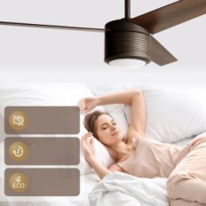 Reiga mennyezeti ventilátor csendes 52 hüvelyk LED 3 lapát távirányítóval