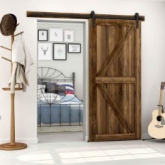 CCJH 213 cm Sistema de porta deslizante preto conjunto com jancer