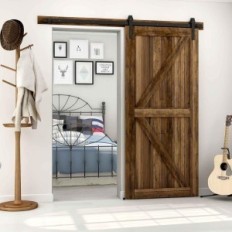 CCJH 213 cm Sistema de porta deslizante preto conjunto com jancer