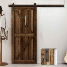 CCJH 213 cm Σύστημα συρόμενης πόρτας μαύρο σετ με J κρεμάστρα