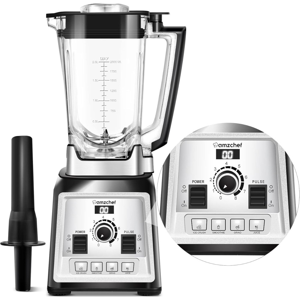 UŻYWANY Blender AMZCHEF 2000W 2L 25000RPM 8 biegów 4 programy smoothie