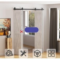 Ensemble d'accessoires de porte pliante CCJH 6.6FT / 201CM Système supérieur noir