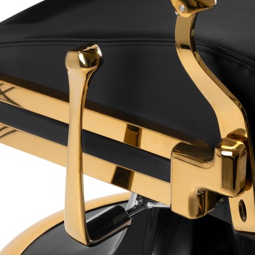 Fauteuil de barbier Gabbiano Leonardo Gold Noir — gros plan accoudoir