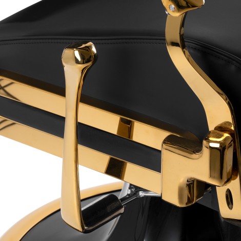 Barbersalonstol Gabbiano Leonardo Gold Black — nærbillede af armlæn