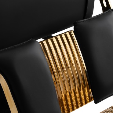 Barbersalonstol Gabbiano Leonardo Gold Black — nærbillede af ryglæn