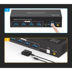 KVM HDMI 4K120HZ 2PC 2 monitori 8K 4xusb3.0 ar kabeļiem