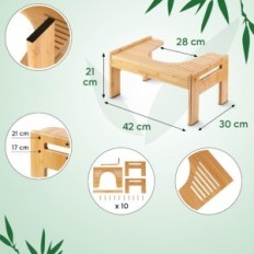 Squatty Foottool Potty Bais Bamboo pour une toilette de style naturel 17 / 21cm