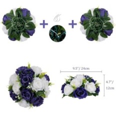 Flores Artificiais de Blosmon 10 Pedaços de Bolas Rosa Romã na Tabela Do Casamento