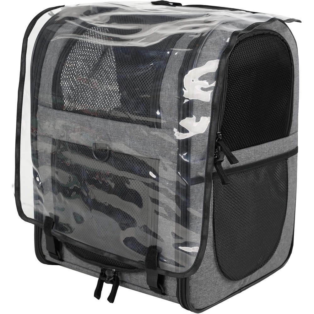 Sac à dos de transport pliable pour chien et gris gris chat étendu