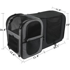Transport backpack Foldable for dog and cat Gray soft extended