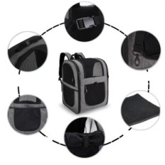 Transport backpack Foldable for dog and cat Gray soft extended