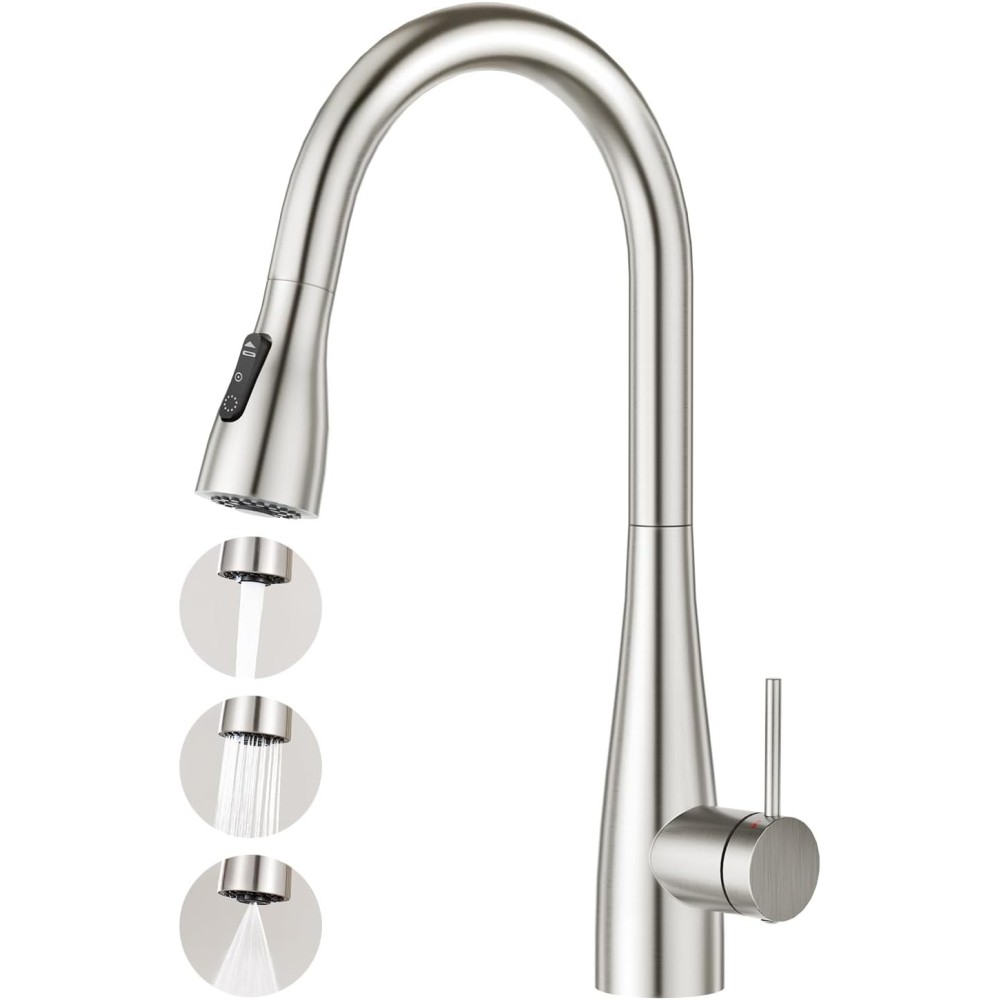 Mezclador de cocina usado tirado con ducha Crea 2 modos de acero inoxidable