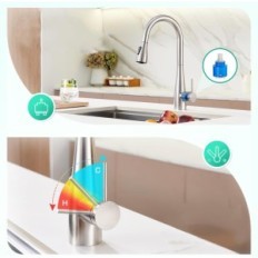 Mezclador de cocina usado tirado con ducha Crea 2 modos de acero inoxidable