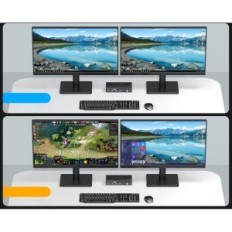 KVM Switch DisplayPort 2 Datamaskiner 2 Monitors DP 1.4 8K60Hz 4 × USB 3.0 Pilot og VPFET-kabler