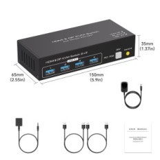 Spínač KVM HDMI DisplayPort 4K120Hz 8k60Hz 2PC 2 Monitory 4 × USB 3.0 VPFET