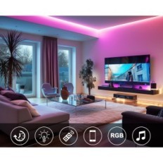 Oštećena plastična neonska LED RGB 30m Bagza IP65 s daljinskim upravljačem i aplikacijom, za unutrašnjost i vanjski