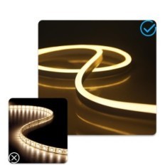 LED NEON 15M 3000K Värmeband Vit IP65 + Fjärrkontroll, 120 LED / M dimmers (ingen originalförpackning)